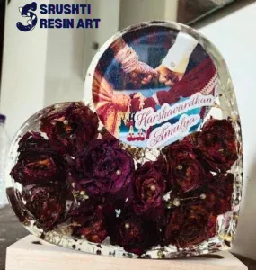 Flower preservation in resin frame