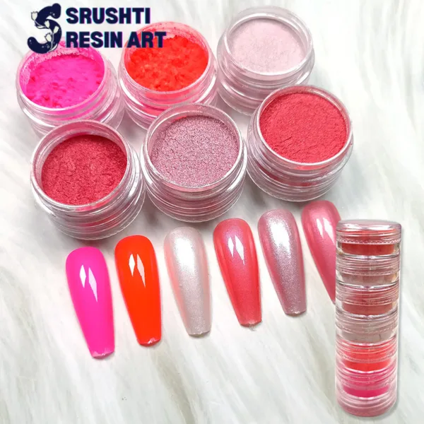 6 shade pearl mica powder ping, red, red orange, etc.