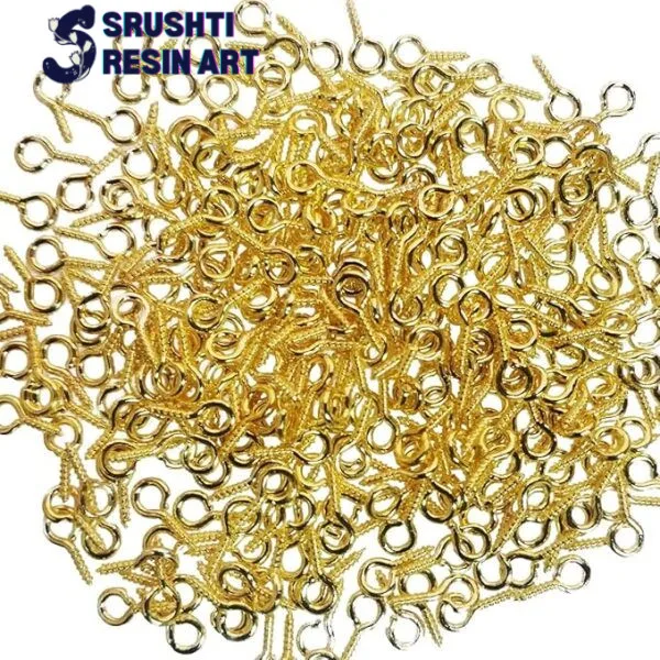 Eye screw, eye hook, eye pin for jewellery, keychains gold