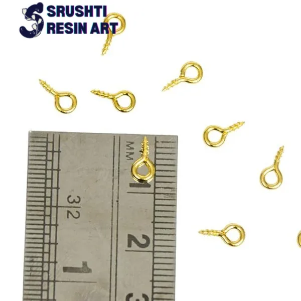 Eye screw, eye hook, eye pin for jewellery, keychains gold