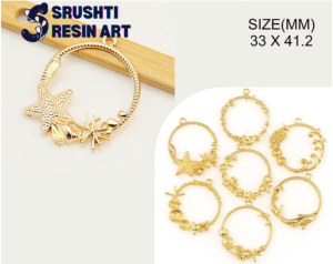 ocean theme pendent bezel gold