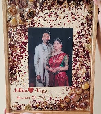 Wedding Garland Preservation In Teakwood Frames With Crystal Clear Resin