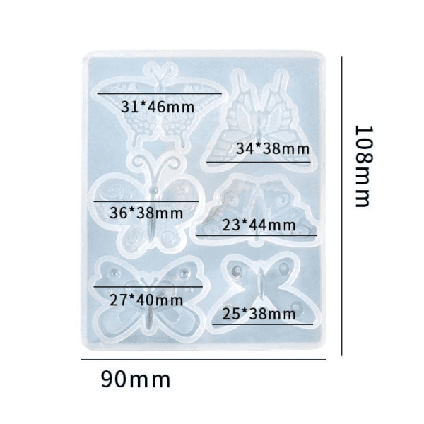 SM0288 6 Cavity 3D Butterfly Silicone Mould for Resin Art