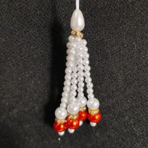 Bright Orange & White Pearl Tassels for Car Hangings or other DIY Crafts