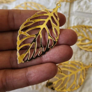 2 Pcs Metal Jali Leaf 6cm Charm
