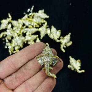Small Golden Ganesha Face for Pooja Thali (3.5 CM)