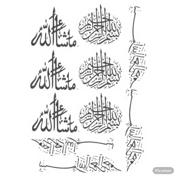 Mashallah, bismillah, bismillah al rehman al rahim insert sheet for resin art