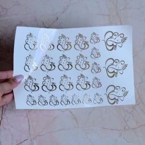 Multi Size Ganesha (A) Resin Embossed Stickers A5 Sheet