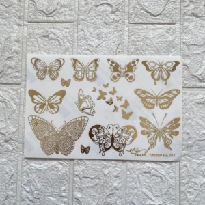 Butterfly Golden Embossed Sticker Sheet A5
