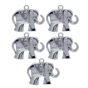 Metal Craft Charms – 5 Pcs Elephant – MC-4637 (Silver Colour)