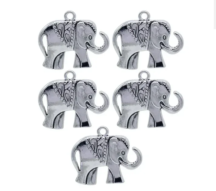 Metal Craft Charms – 5 Pcs Elephant – MC-4637 (Silver Colour)