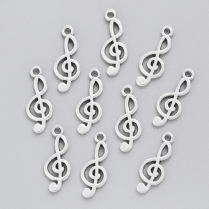 Metal Music Symbol Craft Charms – Set of 10 (Silver)