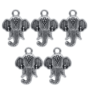 Elephant Head Metal Charms (5 Pcs) | MC-2034 | Antique Look for Resin & Jewelry Making