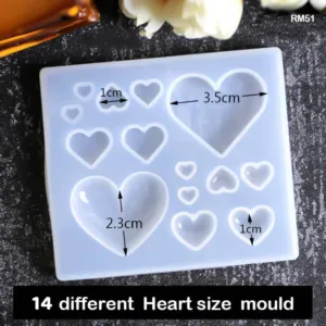 14 Different Heart Sizes Mould RM51