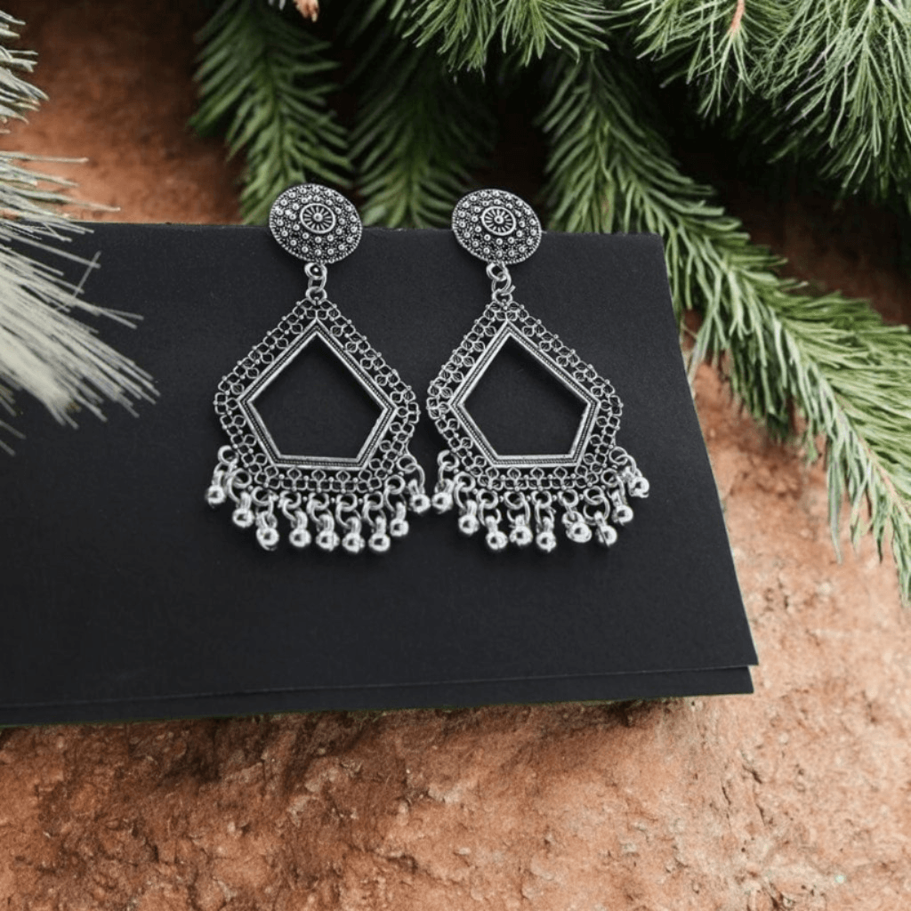 Silver imported jhumka pentagon (A)