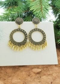 Oxidized Gold Jhumka Round E