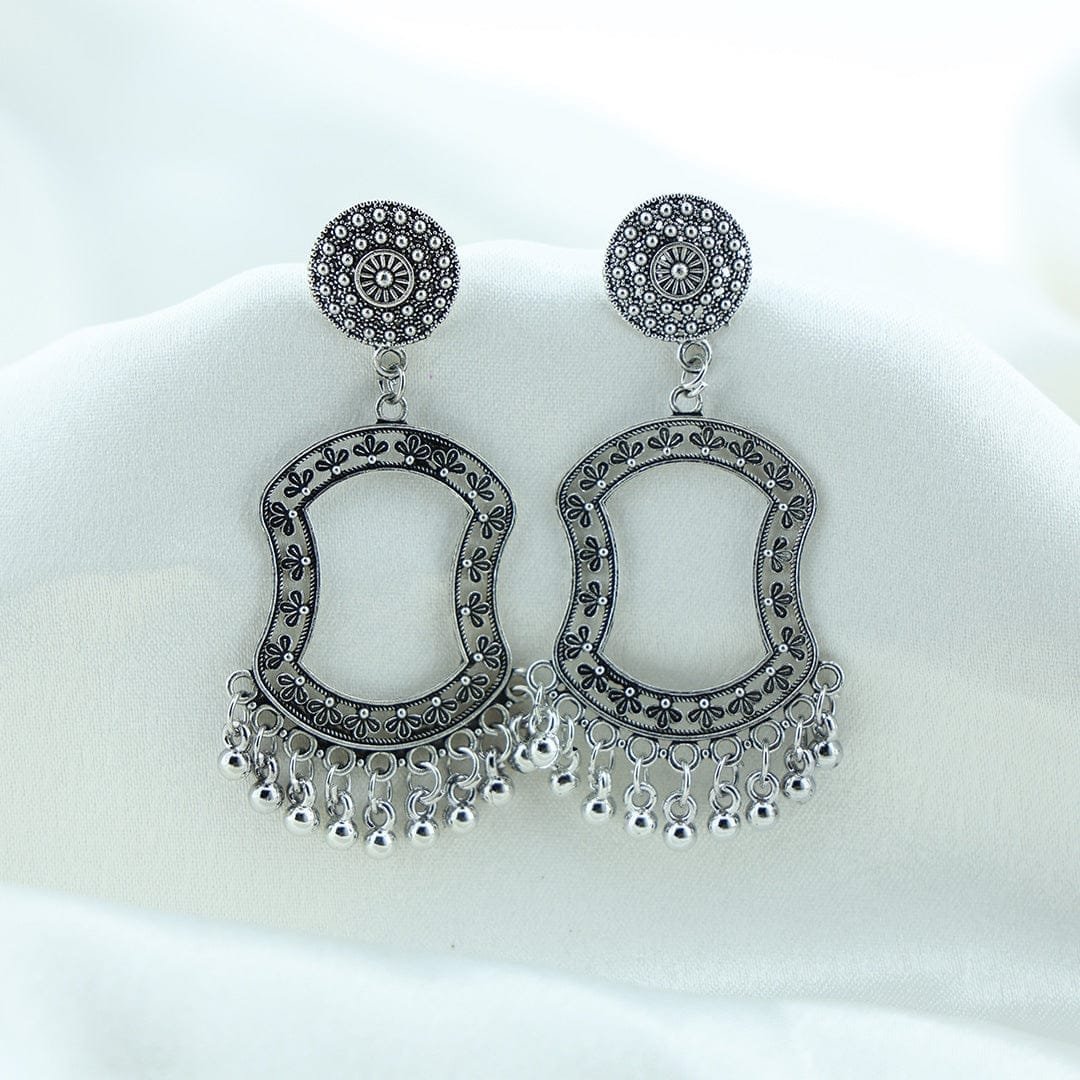 Oxidized Silver Jhumka Designer - D