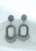 Oxidized Silver Jhumka Rectangular Round Corners