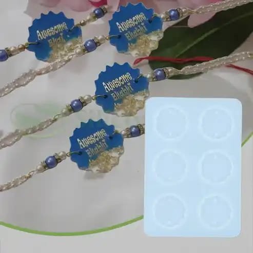 Rakhi / Bracelet Silicone Mould for Resin Art (Round Agate - 6 Cavity )