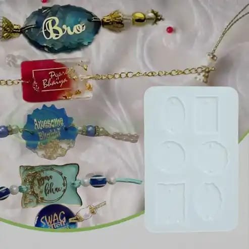 Rakhi / Bracelet Silicone Mould for Resin Art (Mix Shapes - 6 Cavity )
