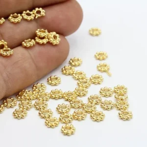 gold designer chakri beads for rakhi, jewellery, bracelet making