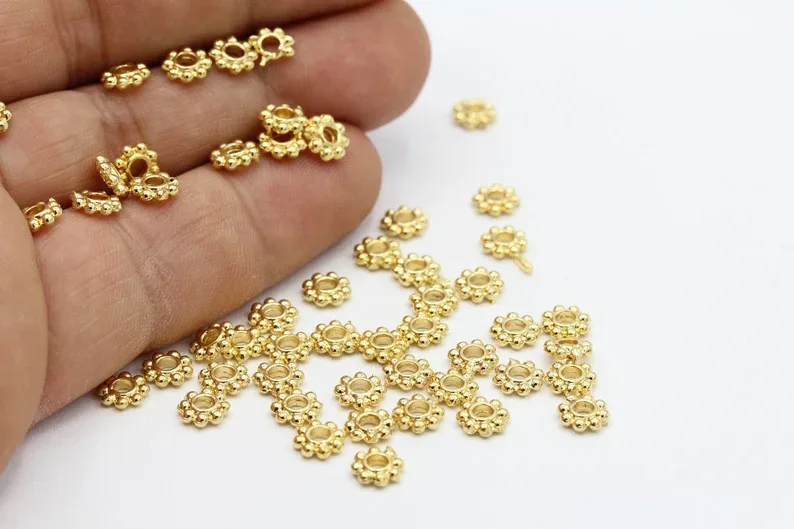 gold designer chakri beads for rakhi, jewellery, bracelet making