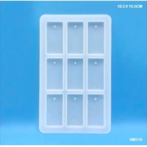 RM110 silicone mould is a rectangular 9-in-1 multi-cavity resin sheet designed for casting small rectangular keychains or pendants
